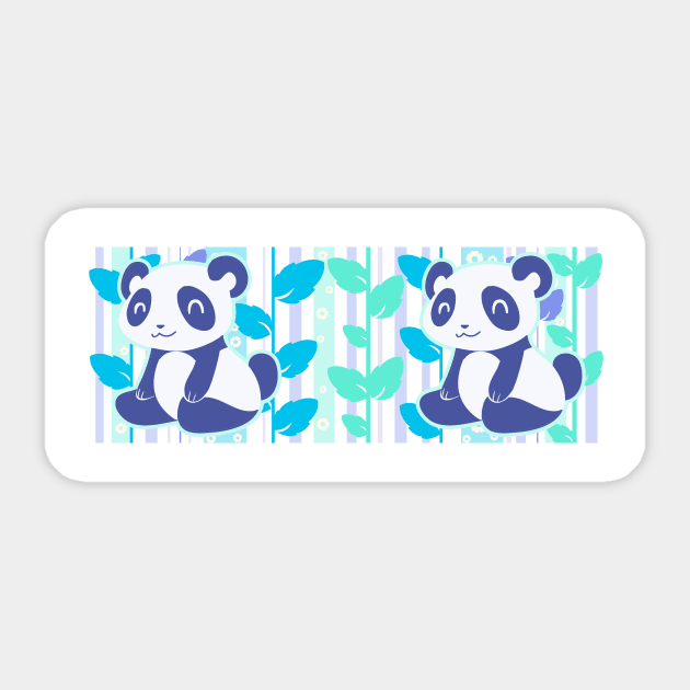 Blue Leaf Pandas Sticker by saradaboru